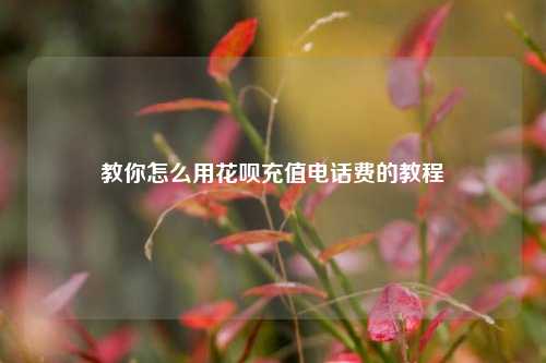 教你怎么用花呗充值电话费的教程