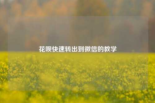花呗快速转出到微信的教学