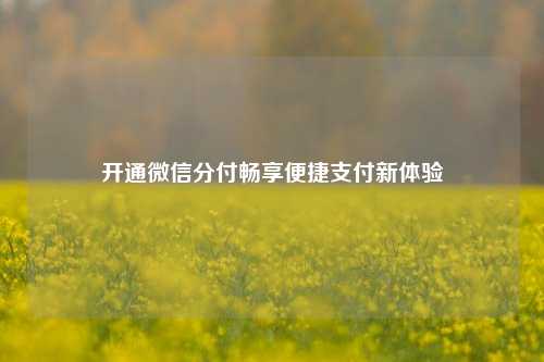 开通微信分付畅享便捷支付新体验