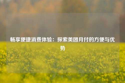 畅享便捷消费体验：探索美团月付的方便与优势