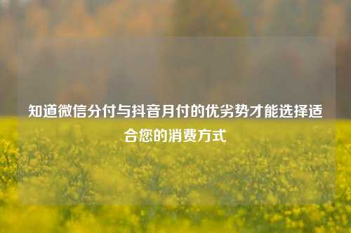 知道微信分付与抖音月付的优劣势才能选择适合您的消费方式