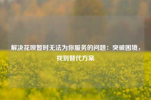 解决花呗暂时无法为你服务的问题：突破困境，找到替代方案