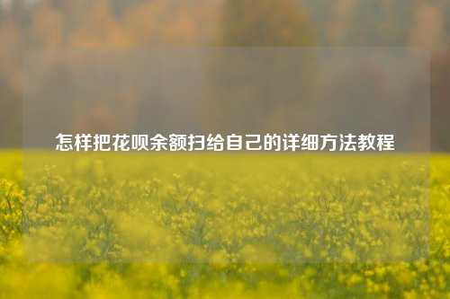 怎样把花呗余额扫给自己的详细方法教程